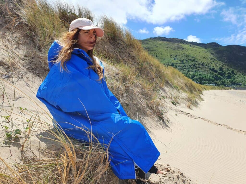 Me trying Gorilla Robes on the beach in Wales