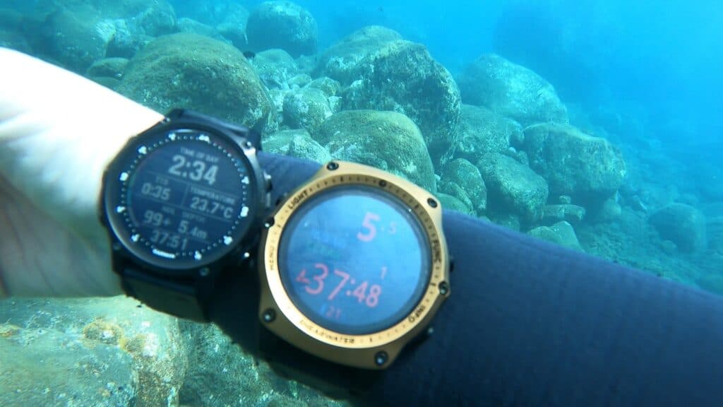 Garmin Descent and Shearwater Teric underwater