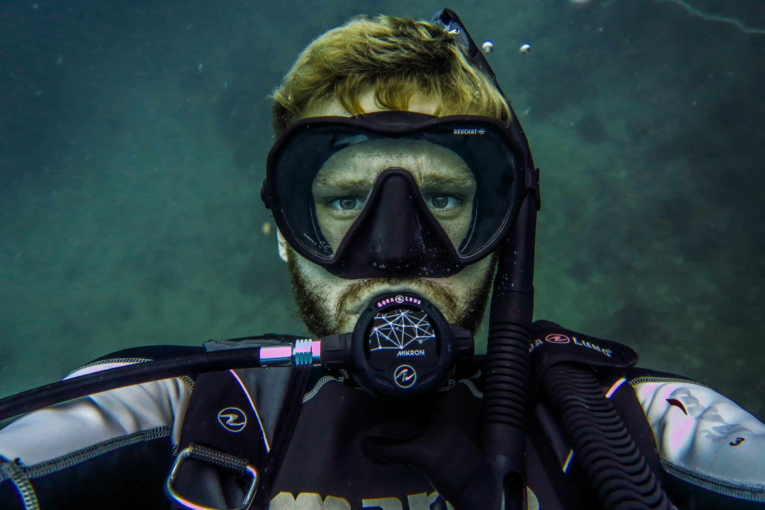 Bearded Scuba Diver Underwater