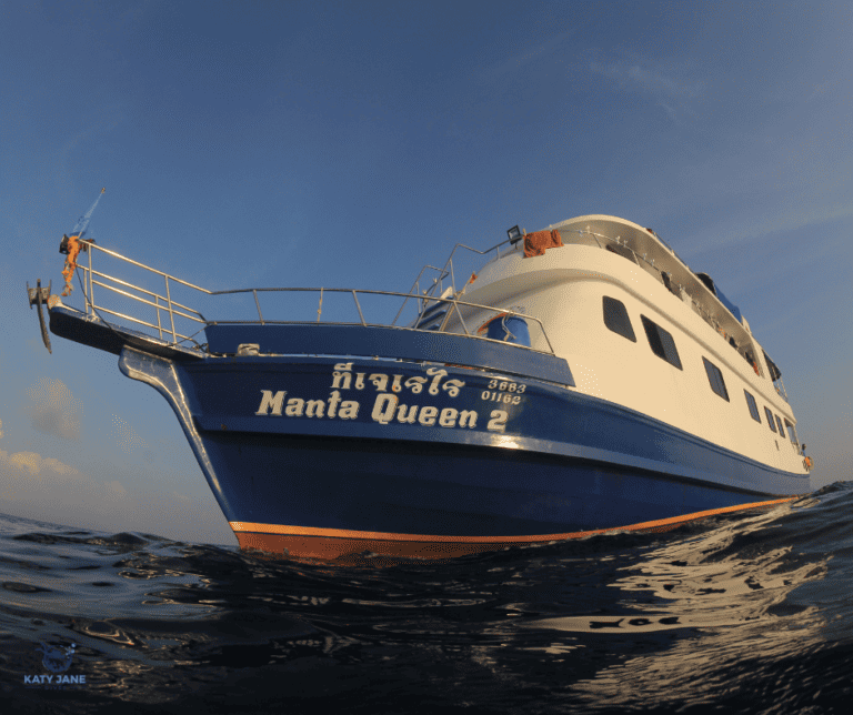 front of large boat in the water